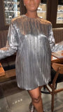 Metallic Pleated bubble dress