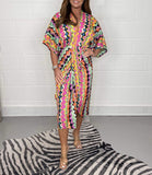 Multi Print Kimono Dress