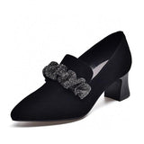 Sheepskin shoes heels with rhinestone low or high heels（free shipping）
