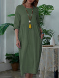 Puff Sleeve V Neck Maxi Long Dress