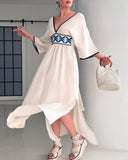 White V neck Summer Daily Dress