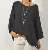 Cotton Plus Size Solid Long Sleeve Linen Daily Casual Tops