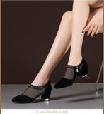 Large mesh thick heel women's shoes