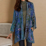 Blue Casual long Sleeve Floral Printed Cardigans