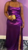 Magic Memories Purple Satin Sleeveless Maxi Dress