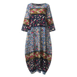 Vintage Printed Maxi Dress Women's Spring/Autumn Sundress