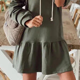 Preppy Style Streetwear Letter Print Women Short Hoodies Dress