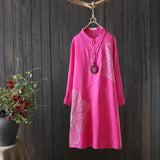 Long sleeve shirt dress mid-length loose shirt