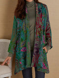 Blue Casual long Sleeve Floral Printed Cardigans