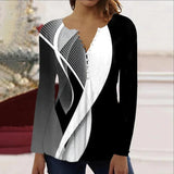 Abstract Black Gray White Long/Short Sleeve Top