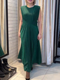 Green Sleeveless Chiffon Dress