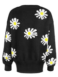 Flower Print Loose Oversized Knitwear Coat