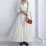 Elegant Lapel Robe Women's Autumn Cotton Sundress