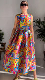 Printed Mikado With Groovy Theme Dress