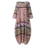 Vintage Printed Maxi Dress Women's Spring/Autumn Sundress