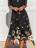 Square Neck Square Neck Floral Midi Prom Dress