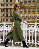 Green V-neck Houndstooth Pattern Suit