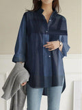 Cotton Linen Oversized Long Sleeve Floral Button Shirt