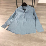 Cotton-linen mid-length long-sleeved loose Blouse