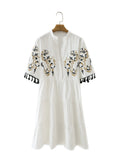 New fringed embroidered slim dress