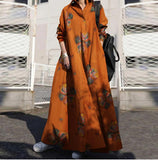 Autumn Stylish Women Vintage Long Sleeve Loose Sundress