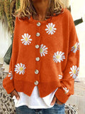 Flower Print Loose Oversized Knitwear Coat