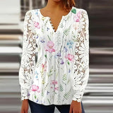 Pink Flower Garden Lace Sleeve Tunic Top