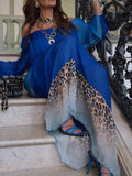 Blue Pink Gradient Leopard Dress
