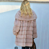 Loose Plush Hooded Imitation Fur Coat