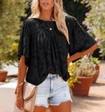 Short Sleeve Lace Chiffon Top