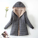 FLEECE QUILTED COTTON THERMAL SLIM ZIPPER DOWN JACKET