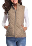 solid color pocket sleeveless zipper cotton vest