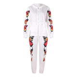 Butterfly Print Hooded Zipper Casual Suit