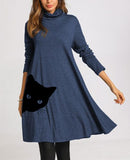 High Collar Long Sleeve Dress