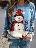 Christmas Print Hooded Contrast Sweatshirt