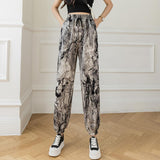 Tie-dyed chiffon bloomers women's high-waisted cropped trousers