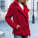 Women New Button Fur Coat Lace Loose Velvet