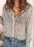 Casual printed button long-sleeved shirt