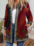 Vintage printing long sleeve jacket jacket cardigan women's clothing