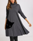 High Collar Long Sleeve Dress