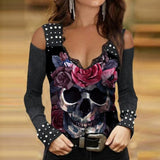 Punk skull off shoulder top