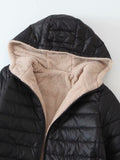 FLEECE QUILTED COTTON THERMAL SLIM ZIPPER DOWN JACKET