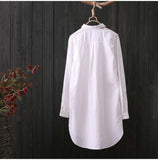 Little cherry mid-length long-sleeved plus size embroidered shirt