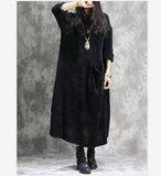 Turtleneck Long Sleeve Corduroy Long Dress