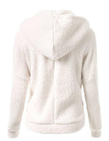 Solid Color Long Sleeve Hooded Zipper Sweater Stretchy Soft Fleece Jacket