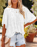 Short Sleeve Lace Chiffon Top