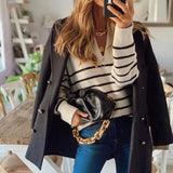 CASUAL STRIPED BLACK AND WHITE PULLOVER