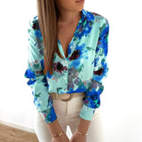 Turn-Down Collar Floral Button Shirts