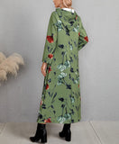 V-neck Green Medium Length Dress