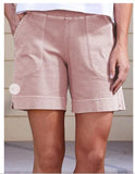 Women Pockets Shift Casual Linen Quarter Shorts